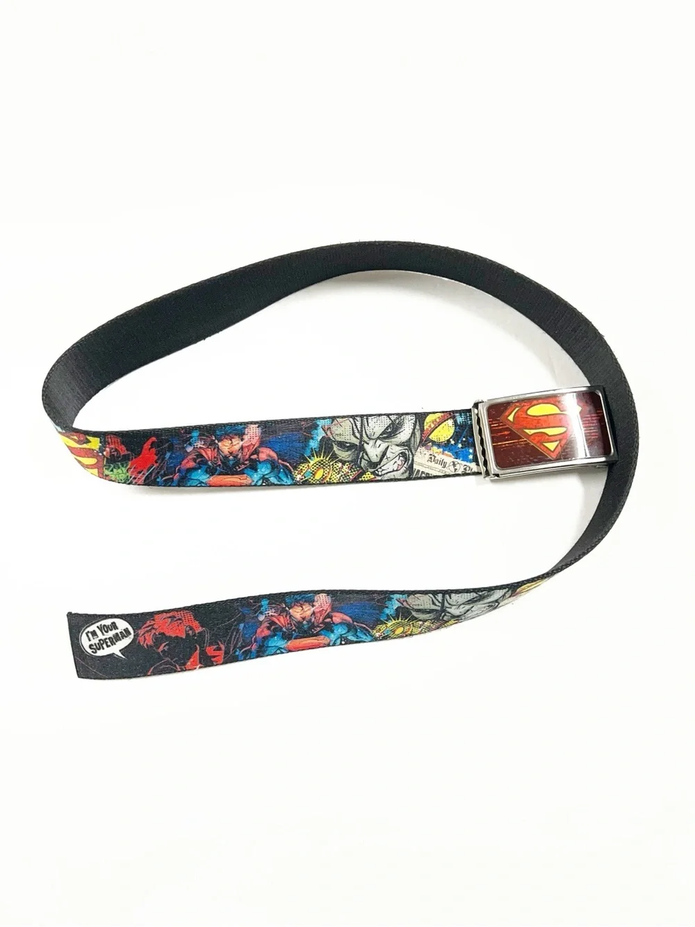 Superman Mens Red & Yellow Emblem Im Your Superman Adjustable Buckle Mens Belt